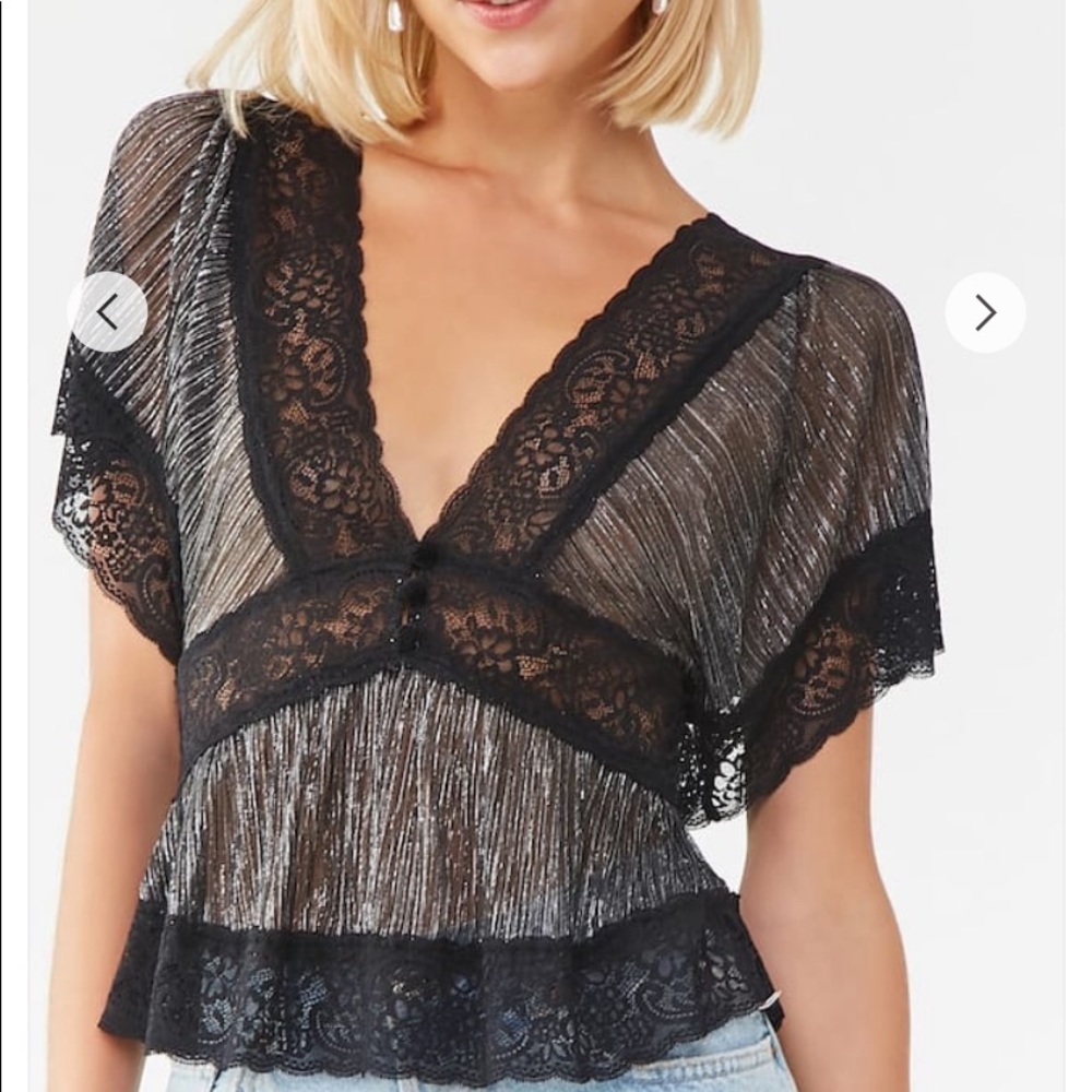 Sheer Lace Trim Top
